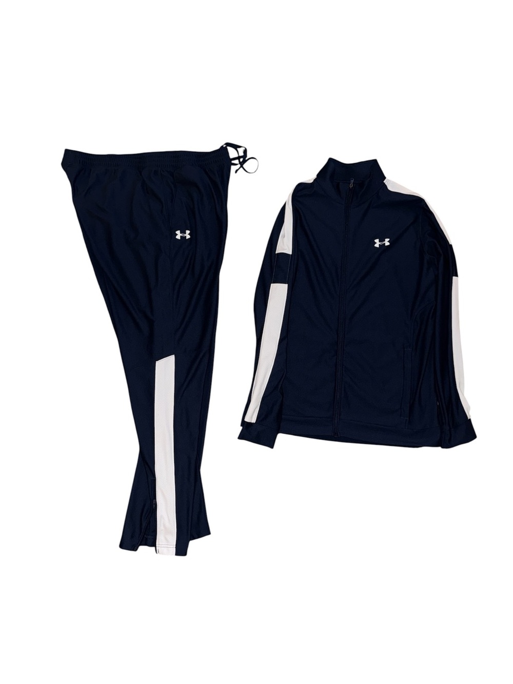 Under Armour Navy and White Athletic Track Jacket L & Pants XL